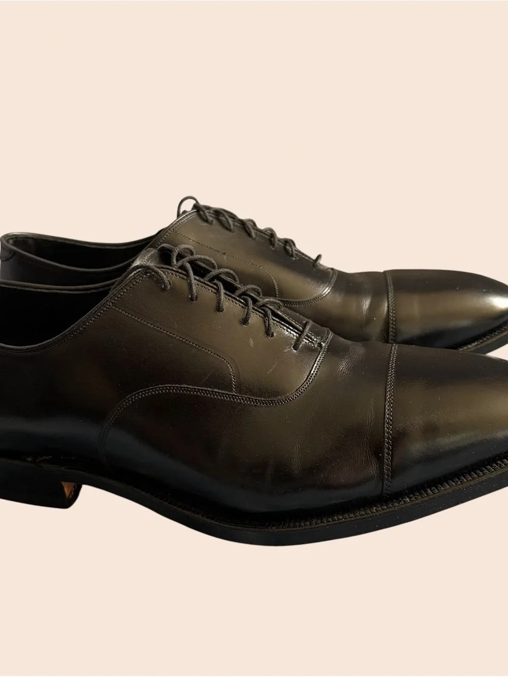 Johnston & Murphy Crown Aristocraft Black Leather Cap-Toe Oxford Dress Shoes